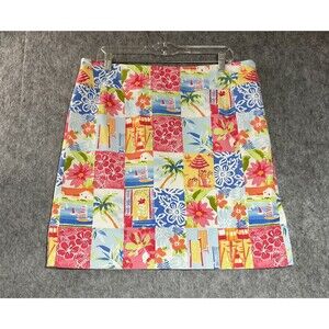 Talbots Skirt Womens Large Multicolor Tropical Floral A Line Vacation Cruise
